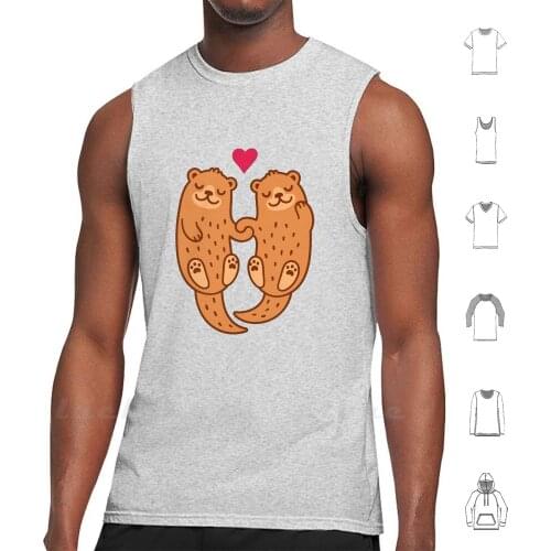 Otterly Adorable Tank Tops Vest Sleeveless Otter Cute Significant Otter Couple Cartoon Love Holding Hands