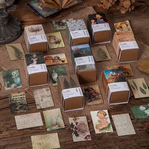 100 pcs Mini Card Collection Kraft Paper Junk Journal Planner Matchbox Retro Letter Clipbook Craft Paper DIY Scrapbooking Album