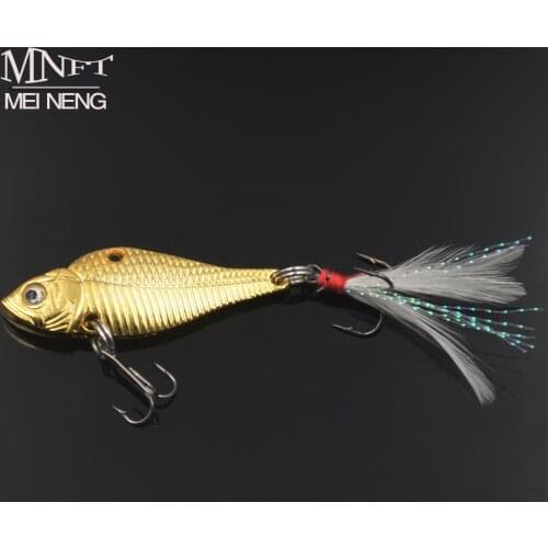 MNFT 10Pcs/Bag 13g Artificial Spinner Zinc Alloy Hard Fishing Lure Jigging Feather Treble Hooks Bait Metal Spinnerbait