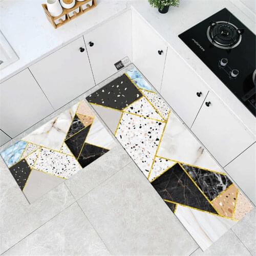 Nordic Marble Mat For Kitchen Floor Anti-slip Laundry Room Mat Soft Flannel Toilet Rug Absorbent Bath Mat Long Living Room Mat