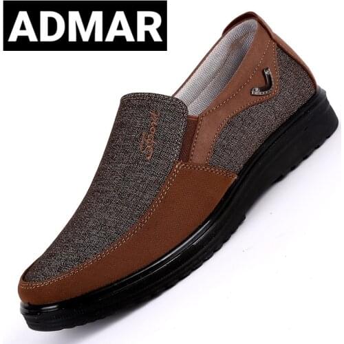 ADMAR Canvas Shoes Men Summer Classic Loafers Men Casual Shoes Breathable Walking Flat Men Shoes Male Footwear Plus Size 48