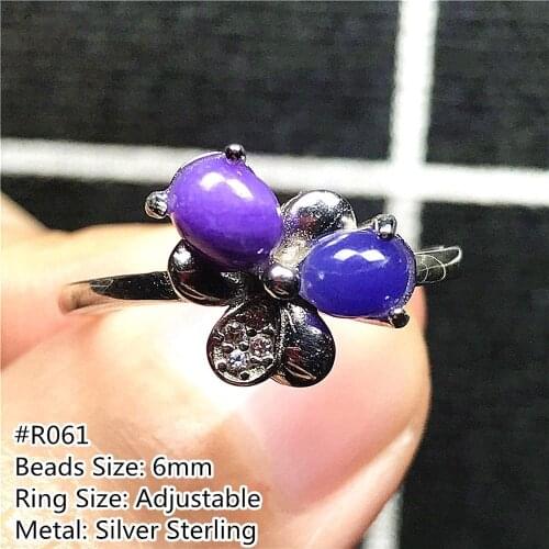 Natural Royal Purple Sugilite Ring Silver Sterling Jewelry For Woman Man Anticancer Beads Crystal Gemstone Adjustable Ring AAAAA