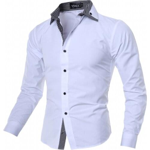 New 2018 Mens brand Shirts Fashion Male Striped Collar Slim Fit Shirts Long Sleeve Mens Casual Shirts Men Dress shirt XXL YJL
