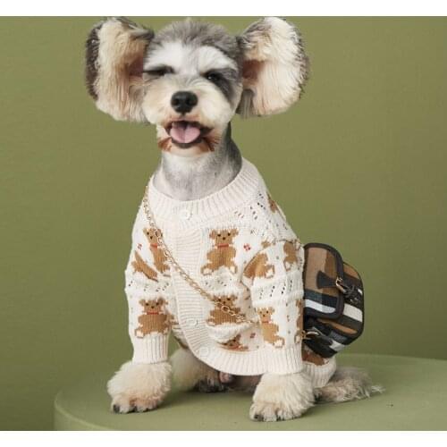 Dog Clothes Autumn and Winter New Style Bear Sweater Cardigan Teddy Schnauzer Pomeranian Poodle Cute Pet Coat
