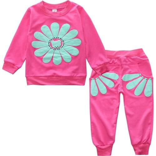 Autumn Baby Girls Clothing Set Cotton Big Flower Clothing Sets For Girls Toddler Girl Clothes Suit Full Sleeve Children Clothing