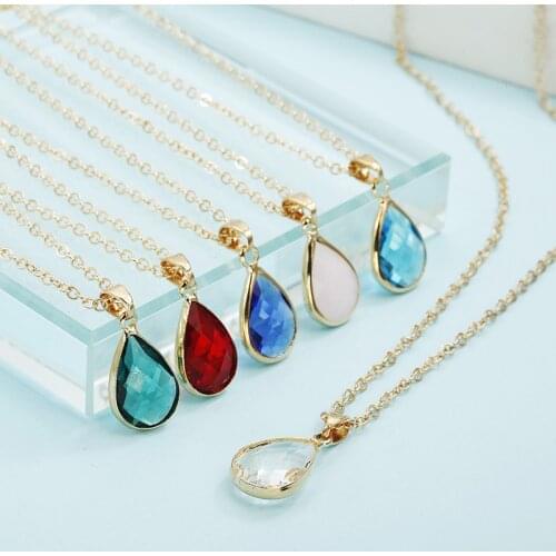 Birthstone Natural Stone Pendant Necklace Quartz Gem Stone Crystal Diy Charm Necklace Women Indian Fashion Jewelry X234
