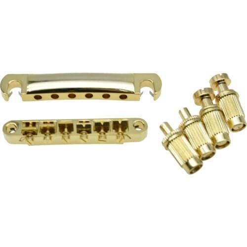 Genuine Gold LP Guitar Tune-o-Matic Bridge & Stop Bar Tailpiece with Studs Fits for Epi Les Paul