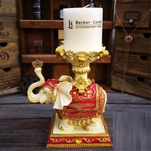 SOUTHEAST ASIA STYLE RESIN WHITE ELEPHANT CANDLEHOLDER CREATIVE HOME LIVING ROOM ART&CRAFT DECORATION X4149