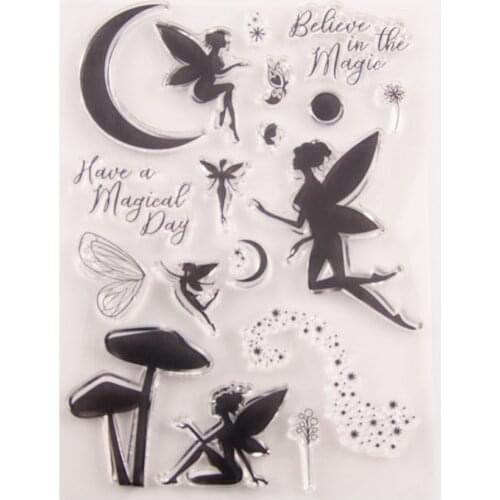 Moon Fairy Pattern Transparent Clear Silicone Stamp/Seal for DIY Scrapbooking/photo Album Decorative Clear Stamp Sheets
