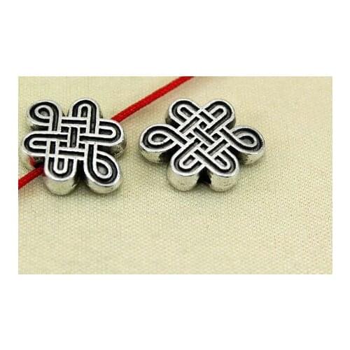 10pcs/lot Tibetan Silver spacer Chinese knot Loose Bead Spacer Beads Connectors for DIY Jewelry Making bracelet fg4s