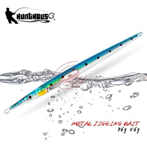 Hunthouse fishing needle jig long metal rattle lure 140mm/36g 160mm/56g UV sinking slow jigging Shore spoon Artificial tackle