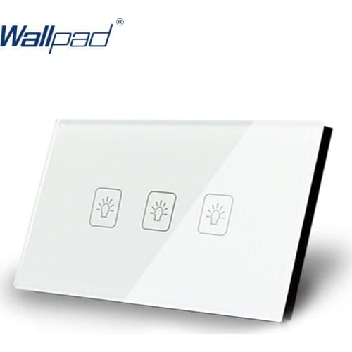 3 Gang 1 Way US/AU Standard Wallpad Touch Switch Touch Screen Light Switch White Crystal Glass Panel Free Shipping