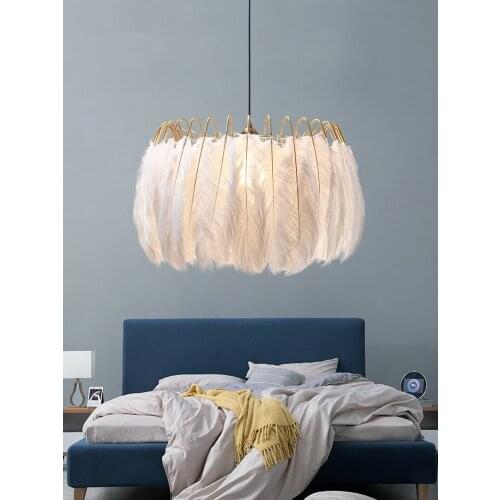 Modern LED Pendant Light Fixtures Bedroom Hanging Lamp Nordic Lights Creative Feather Hanglamp Dining Living Luminaire Suspendu