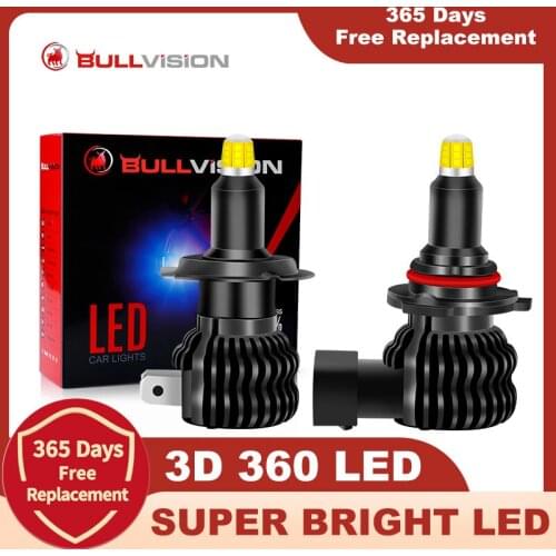 Bullvision H1 Car headlight led lamp h7 h11 24 csp 360 9012 HIR2 H8 9006 hb4 9005 hb3 led headlight bulb 1:1 size Halogen lamp