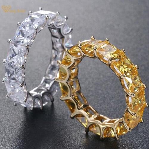 Wong Rain 925 Sterling Silver 8*10 MM Radiant Cut Created Moissanite Gemstone Fashion Wedding Engagement Ring Fine Jewelry Gift