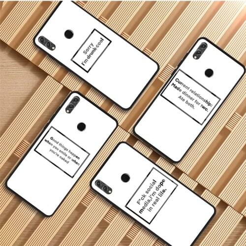 Funny Letter Tempered Glass Case For Huawei P30 P20 Lite For huawei Mate 20 Honor10 Honor8X Pro Cover