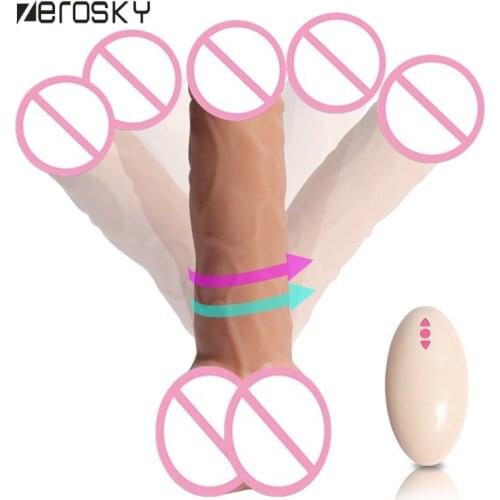 Zerosky 20 Speed Huge Dildo Vibrator Wireless Remote Control Vibrating Realistic Penis with Suction Cup Sex Dick Toys for Woman