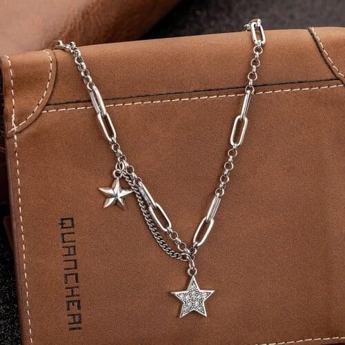 925 sterling silver star necklace female cold wind ins small people necklace flash diamond temperament clavicle chain
