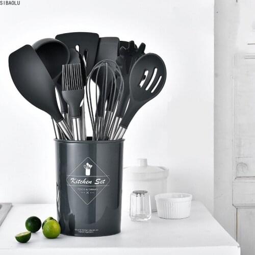 10/11PCS Silicone Kitchenware Non-stick Cookware Cooking Tool Spatula Ladle Egg Beaters Shovel Spoon Soup Kitchen Utensils Set