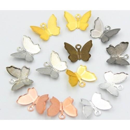 100 PCS 11mmx13mm Metal Copper Butterfly Filigree Wraps Pendant Charms DIY Decoration For Jewelry Making