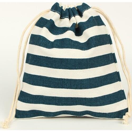 2016 Stripe Linen Cotton Bag Pouch 50pcs/Lot 14x16cm Drawstring Fabric Jewelry Bags For Beads Necklace Rings Packaging