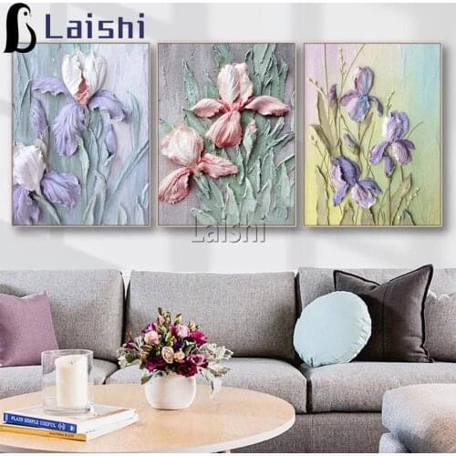 3pcs DIY Diamond Painting Cross Stitch diamond Embroidery Flowers Mosaic Handmade Full Square Round Drill Wall Decor Craft Gift