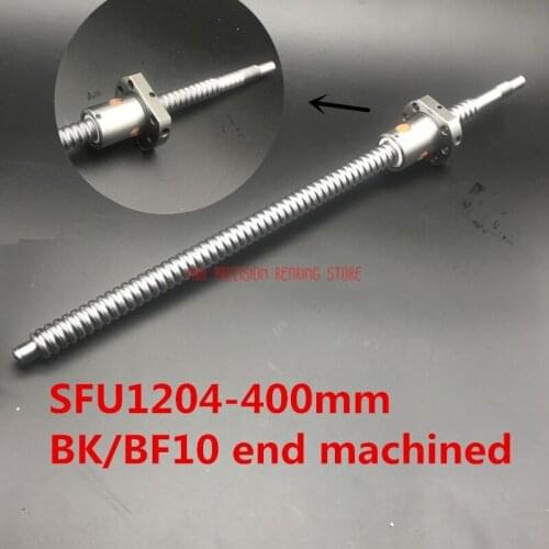 AXK Cnc Router Parts Sfu1204 400mm Ball Screw L=400mm C7 Rolled Ballscrew With Single Ballnut For Cnc Parts Bk/bf10 Machined