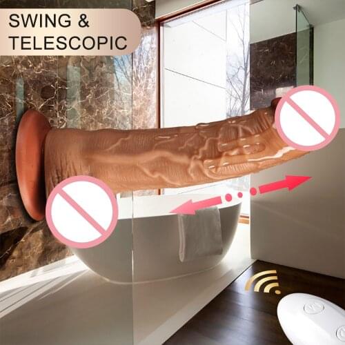 Wireless Thrusting Dildo Vibrators for Women Huge Dick Adult Sex Toy Realistic Telescopic Penis Female Masturbator Machine