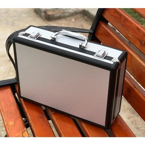 Small tool case silver and black toolbox aluminum alloy mesh red suitcase parts model box sample packing file box