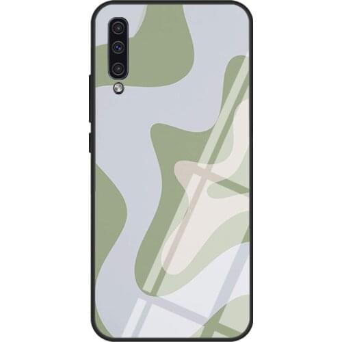 Retro Liquid Swirl Abstract Sage Green Case For Samsung A72 A71 A51 A31 A40 A50 A70 A20e A21S A12 A32 A52 Tempered Glass Cover