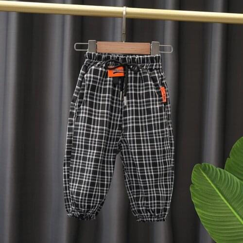 Children Jogging Pants Spring Autumn Kids Girls Cotton Sport Pants Casual Boys Plaid Pants Children Trousers Beam Foot Pants
