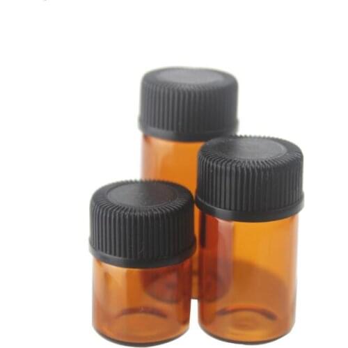 Wholesale 1ML Amber Mini Glass Essential Oil Bottle Small Empty Sample Vial Cosmetic Container