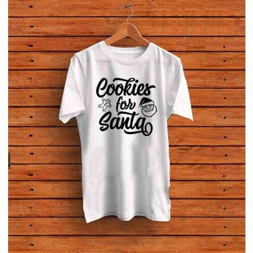 Cookies for Santa T-shirt Christmas tee shirt Santa Claus Loose fit Unisex tees for Women Crewneck shirts graphic gumblr art top