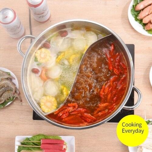 Stainless Steel Pot Twin Divided Chinese Hot pot Induction Cooker Gas Stove Home Kitchen Compatible Cookware Soup Cooking Pot
