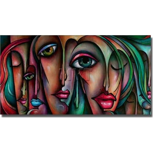 Skill Artist Abstract Faces Knife Hand-Painted Painting Wall Art Home Decoration Canvas Pictures Living Room Decor Modern Art