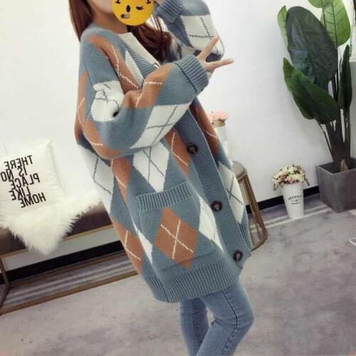 Women 2021 Spring Autumn Fashion Loose Sweater Jackets Female Knitted Cardigan Outerwear Ladies New V-neck Warm Coats T374