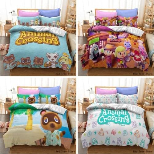 Animal Crossing Cartoon Game Bedding Set 3D Duvet cover Twin Full Queen King Size Bed Linen and Covers Pillowcase Sets for kids