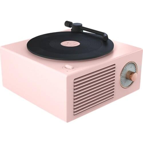 HOT-Vinyl Record Player Speaker Wireless Portable Mini Steel Retro Atomic Speaker Radio Cassette Recorder