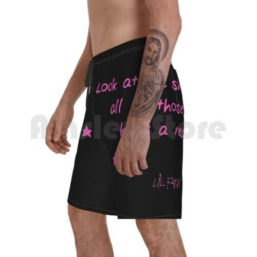 Lil Peep Star Shopping Lyrics Pink-Lil Peep Merch Beach Shorts Men Beach Pants Swim Trunks Lil Peep Everybodys