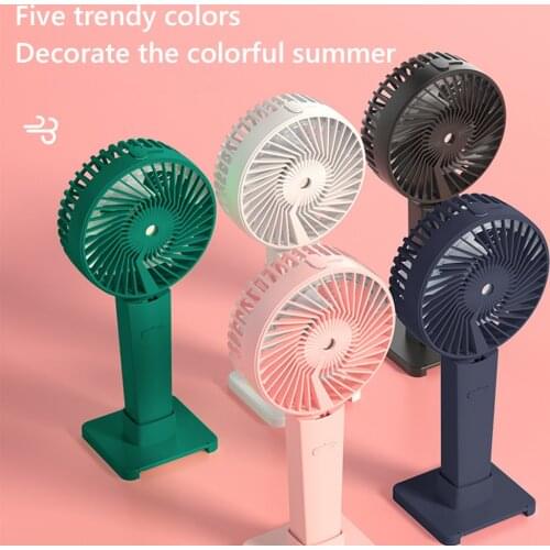 Mini Humidifier Air Cooling Fan 3 Speed Adjustable LED Light Water Spray Mist Handheld Fan Student Outdoor Air Cooler Fan Summer