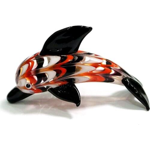 Miniature Handmade Glass Dolphin Figurines Cute Vivid Sea Animals Hook Silk Crafts Ornaments Home Kids Room Tabletop Decoration