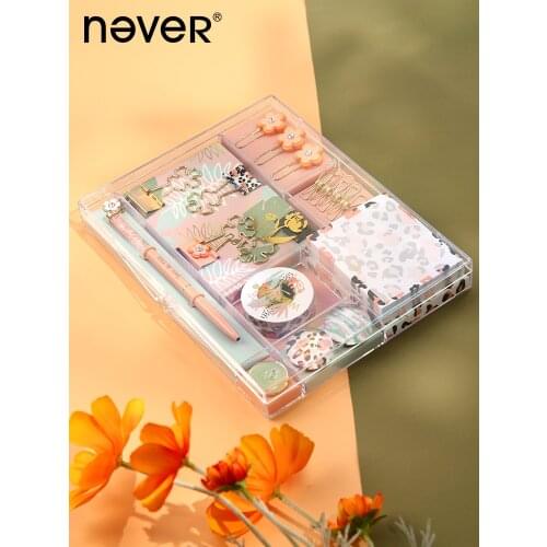 Never Leopard Flower Learning Set 8 Kinds of Combined Learning Supplies Gift Box Packed Hand Account Learning Wirting Set