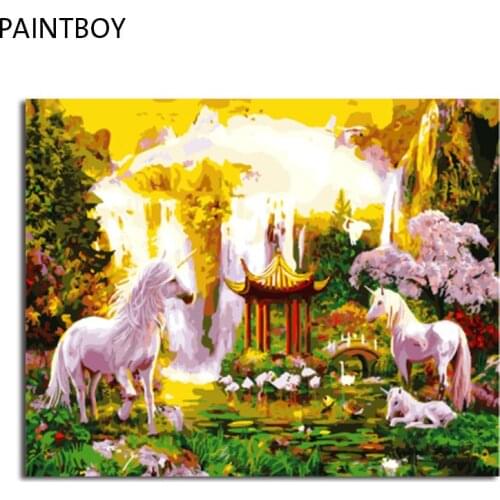 PAINTBOY Framed DIY Digital Oil Painting By Numbers Of Horses Painting&Calligraphy Home Decor For Living Room Wall Art