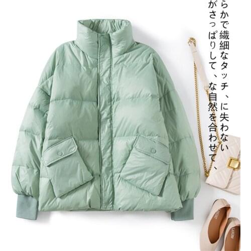 2020 New Winter Women Short Down Coat Big Size Lady Light Thin 90% White Duck Down Jacket Autumn Long Sleeve Coats Outwear 1330