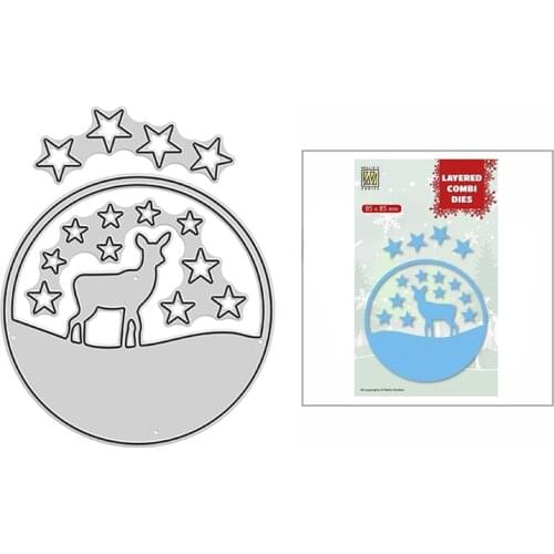 2021 New Fawn Stars Circle Frame Metal Cutting Dies for DIY Scrapbooking Decor and Card Making Paper Craft Embossing No Stamps