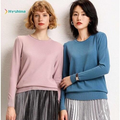 Autumn 2020 Thin Pullover Crew Neck Sweater Womens Long Sleeve Versatile Knitting Bottoming Shirt Short Top Crew Neck