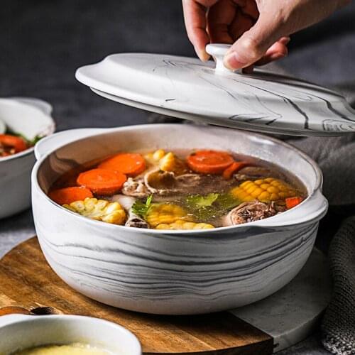 Steamed Egg Bowl with Cover Bowl Ceramic Ear Bowl Japanese style simplicity Noodle Bowl Soup Bowl Household Instant Noodle Bowl