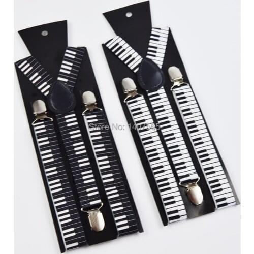 Two kinds Piano Key Board Pattern Suspender Clip-on Elastic Braces Men Suspender Women Y- back Suspenders 2.5*100cm
