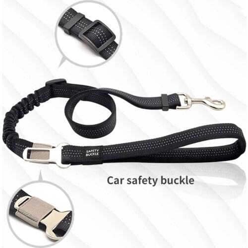 Dog Car Seat Belt Leash Pet Adjustable Car Elastic Leads With Safety Buckle 2in1 Reflective Nylon for Small Medium Large Dogs