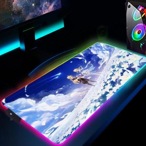 RGB Genshin Impact Mouse Pad Large 900x400 Carpet Game Computer alfombrilla XXL Led Backlit Varmilo Mousepad Keyboard Desk Mat